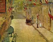 Edouard Manet Rue Mosnier mit Fahnen oil painting